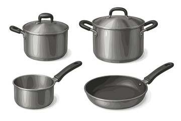 Cookware set includes saucepan, stockpot, frying pan, and lid for versatile kitchen cooking