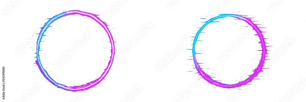 Poster vibrant circular wave patterns with purple and blue tones showing dynamic movement against a white b