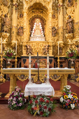 Virgen, Ornate Altar, Sanctuary of Nuestra Señora del Rocío in El Rocío, Andalusia, Spain, 2025...
