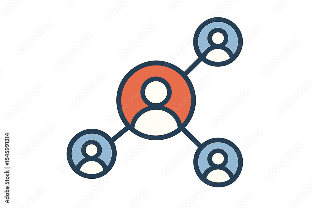 Poster design representing interconnected individuals in a network illustrating social relationships and co