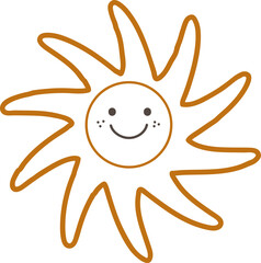 Cartoonish swirling sun with fun mood