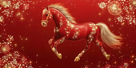 Golden horse on Red for 2026 Celebration