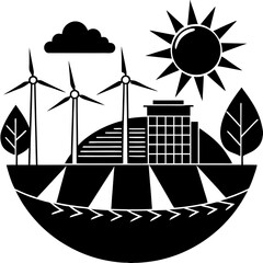 renewable energy wind turbine and solar panels