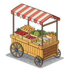 vector trolley for market handcart stall