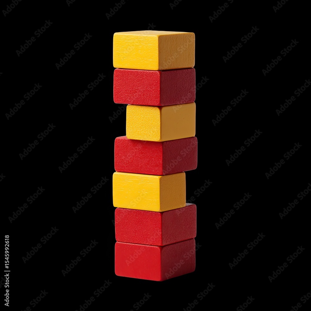 Aufkleber colorful tower of alternating red and yellow building blocks, showcasing playful and creative design