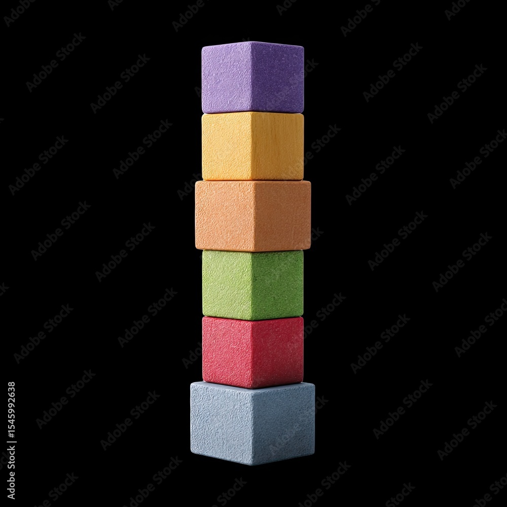 Poster colorful building blocks stacked vertically create vibrant display against black background, showcas