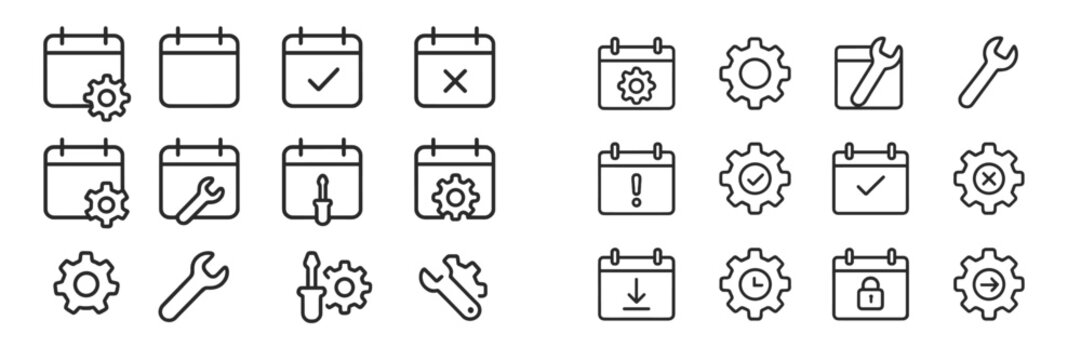 Calendar icons depicting tasks, settings, and tools for effective scheduling and project management
