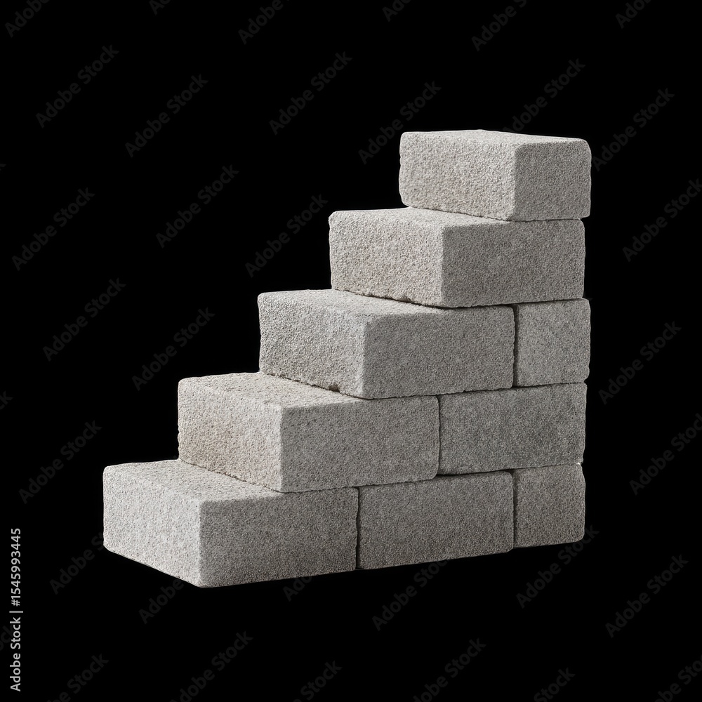 Poster Building blocks create structured staircase, symbolizing growth and progress. gray texture adds modern touch, making it ideal for business concepts and creative projects
