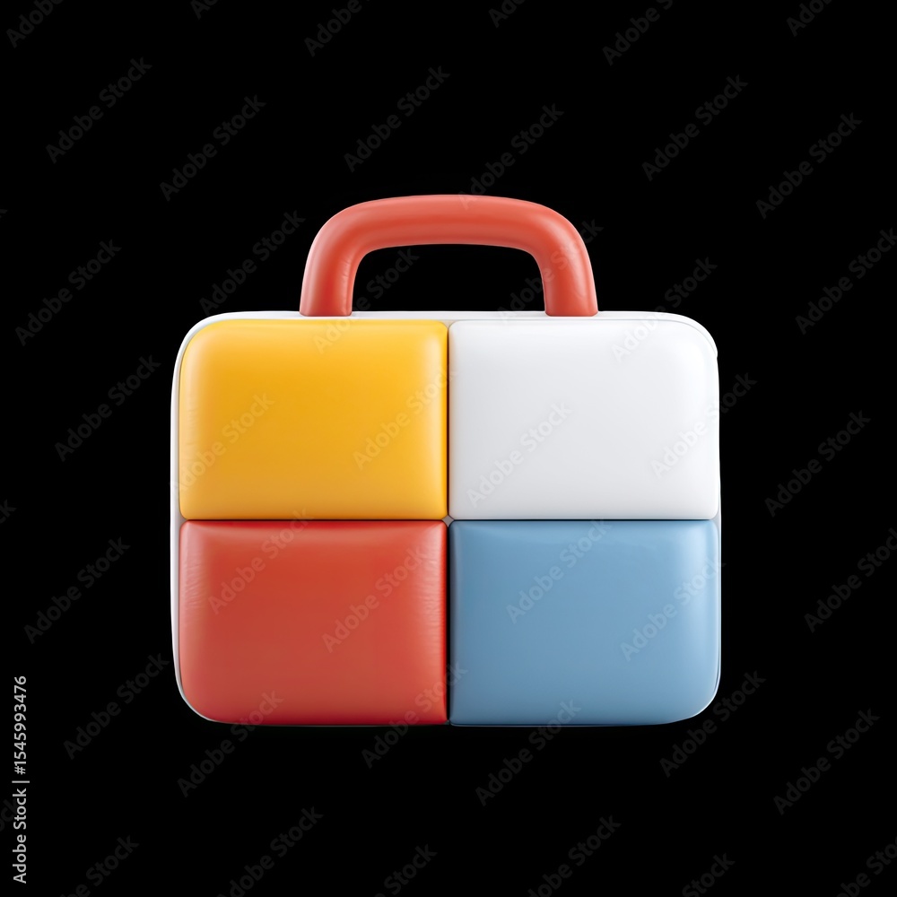 Poster colorful blocks forming briefcase icon represent creativity and innovation in design. this playful a