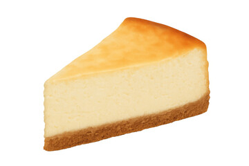 Creamy, smooth and rich new york style cheesecake slice isolated on transparent background, perfect for food and dessert projects