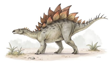 Fototapeta premium Stegosaurus Dinosaur on white background .
