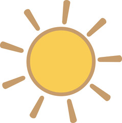 Circle sun with glowing center and short rays