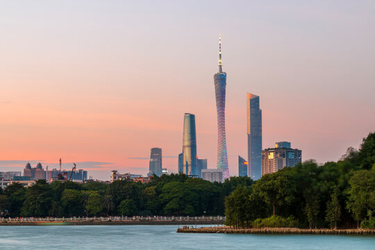 guangzhou skyline at sunset - Powered by Adobe