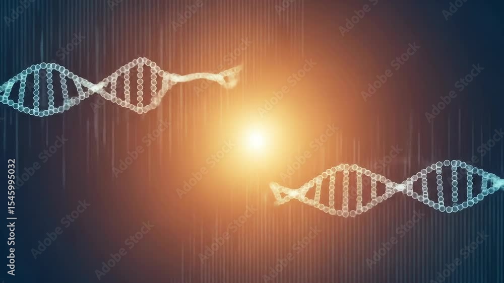 Aufkleber abstract dna double helix graphic design with light effects and data stream background for scientifi