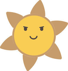 Sun icon with petal rays and cute smile