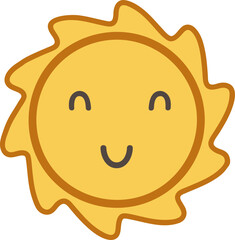 Playful petal sun with centered dot eyes