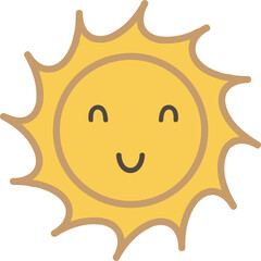 Radiant sun with geometric happy look