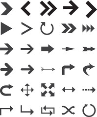 Diverse collection of vector arrows displaying various directions and navigation icons