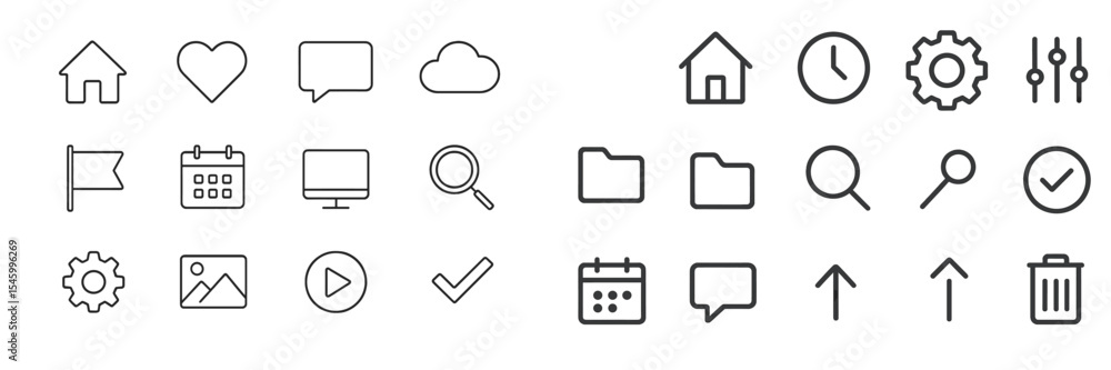 Poster vector icons collection showcasing various symbols for web design and digital applications