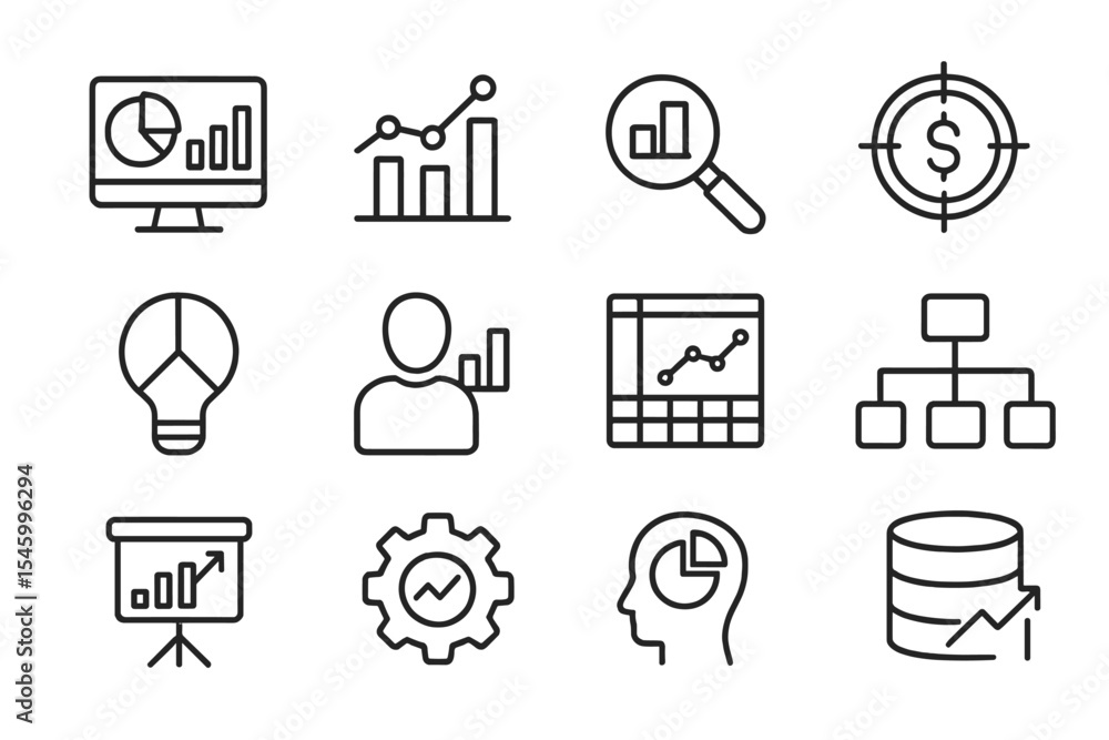 Poster charts and graphs showcase data analysis and business insights in a modern digital workspace for inf
