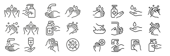 Handwashing and hygiene symbols to promote health and safety practices in everyday life