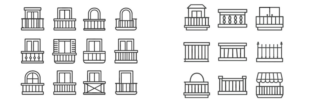 Architectural balcony designs showcasing a variety of styles and shapes in a collection