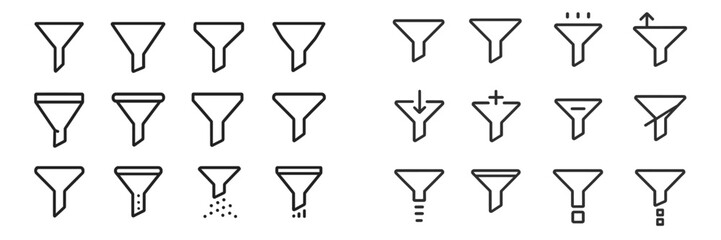 Various funnel designs illustrating different shapes and functions for diverse applications in technology and industry