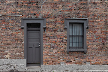 Old brick wall with window & door, Sydney, Australia