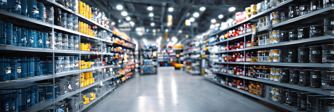 Auto Parts Store Shelving with Various Products