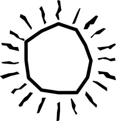 Hexagonal sun with line burst beams