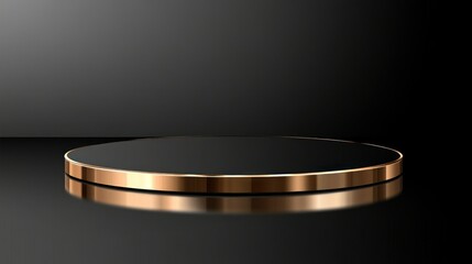 Elegant Black & Gold Round Platform on Dark Background