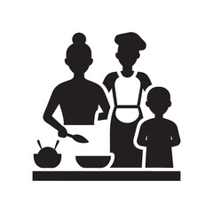 vector illustration of a couple cooking