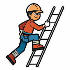 Worker climbing ladder icon a simple flat style illustration of a person ascending steps