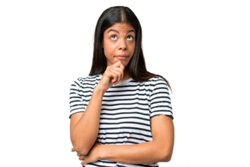 Young African american woman over isolated background having doubts and thinking