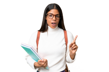 Young African American student woman over isolated background intending to realizes the solution while lifting a finger up