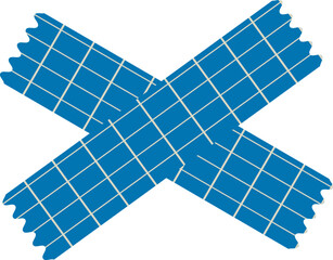 Bright blue stripe tape crossed cleanly