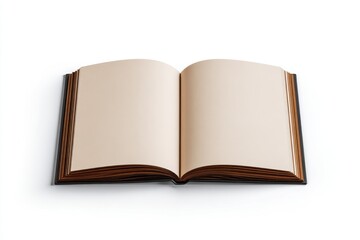 Open blank book on a clean white surface inviting creativity, note-taking, journaling, or planning with ample space for personal thoughts and ideas