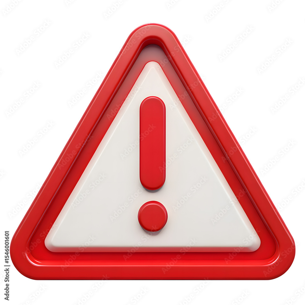 Poster red triangle warning sign exclamation mark isolated on transparent background