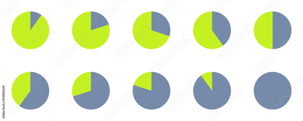Poster infographic pie chart collection, pie chart icon isolated on transparent background