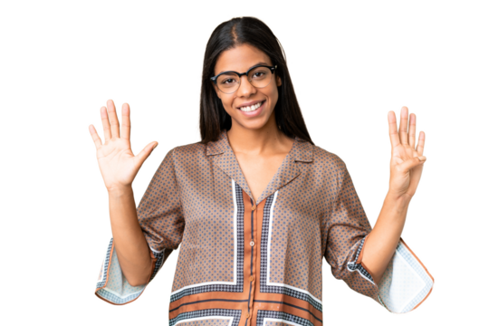 Young African American woman over isolated chroma key background counting nine with fingers