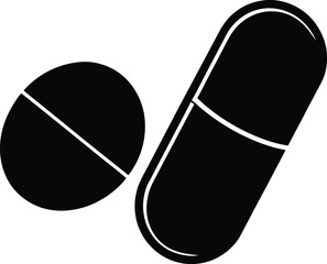 Capsule and pill vector silhouette