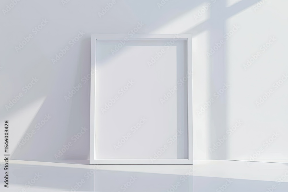 Poster sharp image of 3d photo of a white framed picture of a frame with a white background