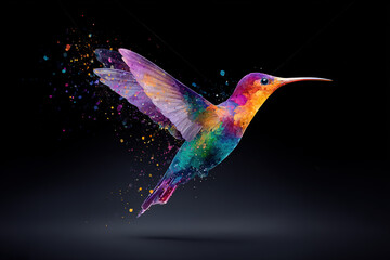 Fototapeta premium A hummingbird illustration on a black background