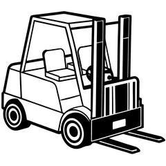 Small forklift truck with lifted pallet detailed vector illustration of industrial equipment