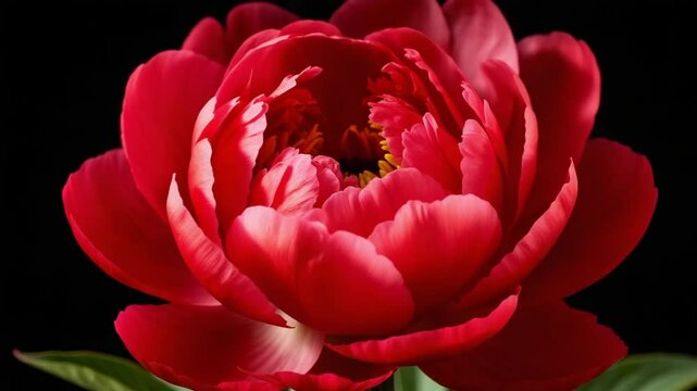 A time-lapse animation of a red peony unfolding, with its bold, vibrant petals slowly opening to reveal the fullness of the flower. Perfect for floral and nature time-lapse themes.