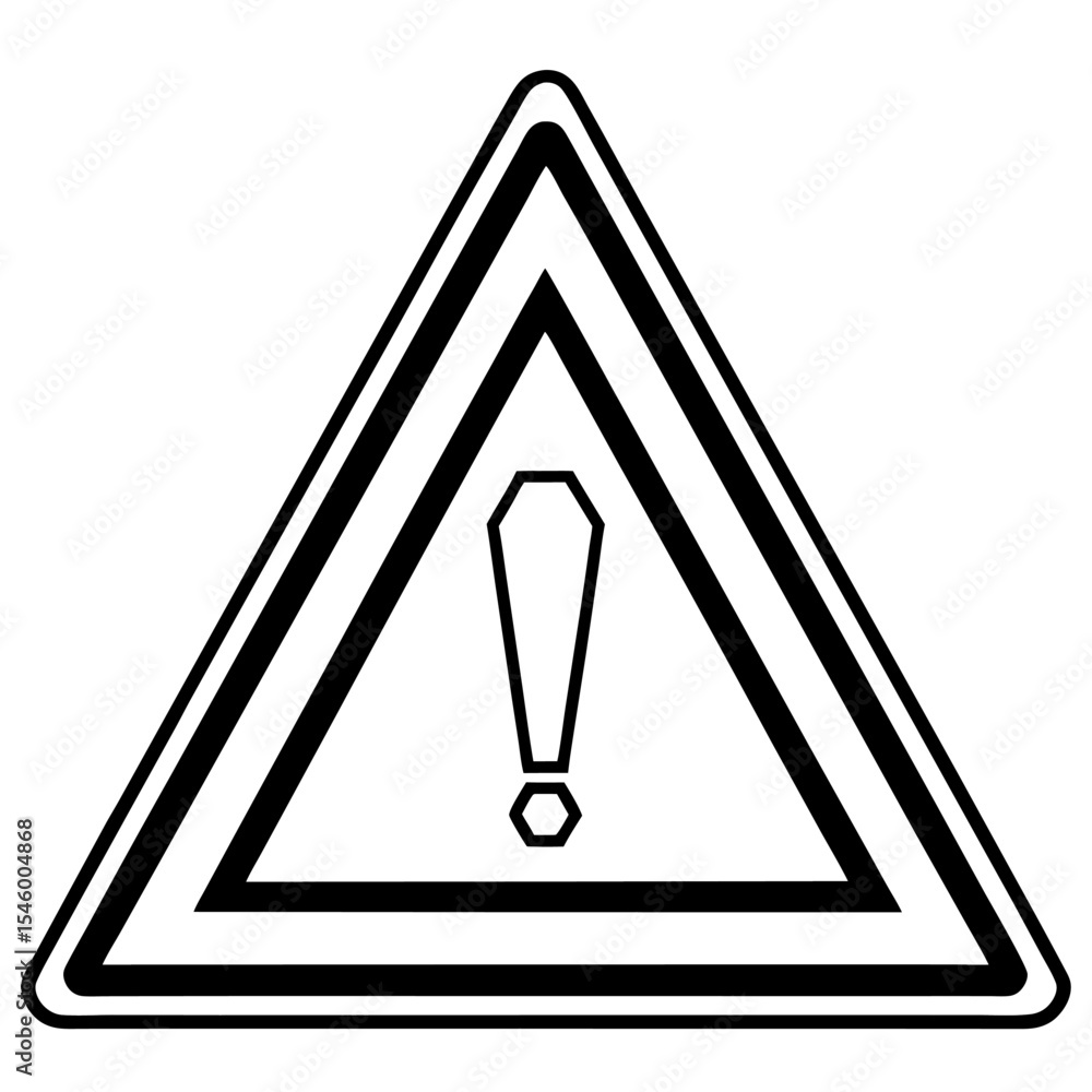 Poster simple warning triangle icon exclamation mark in red triangle for alert caution and danger sign desi