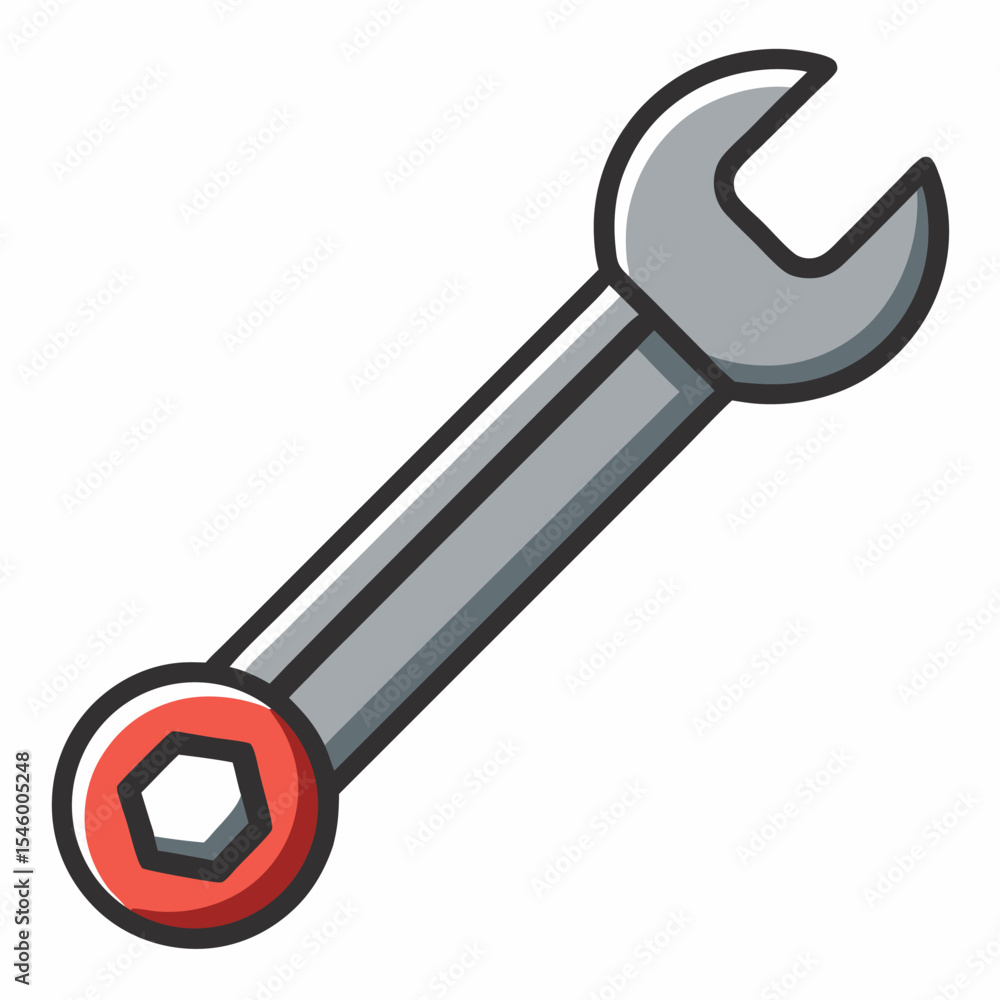 Poster high resolution combination wrench icon open and closed positions detailed design for mechanics and 