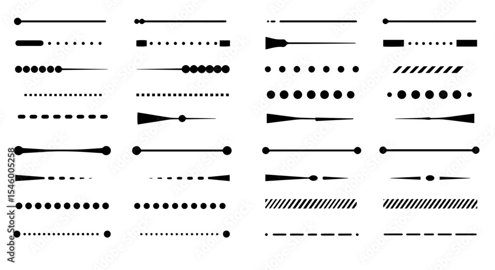 Poster collection of twenty-four decorative dividers. set includes various line styles: solid, dashed, dott