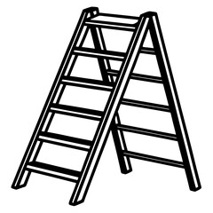 Folded step ladder with four rungs a clean simple vector illustration for construction home improvement or diy projects