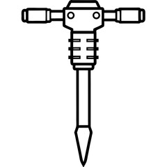 Detailed illustration of a standing jackhammer a powerful demolition tool shown from the side ideal for construction and industrial designs